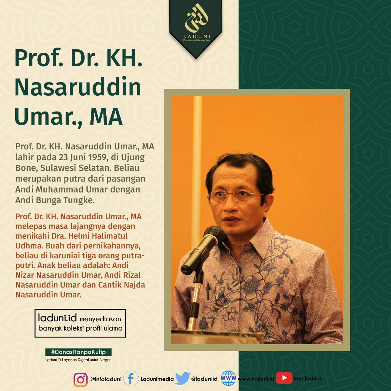 Biografi Prof Dr Kh Nasaruddin Umar Ma Profil Ulama Laduni Id